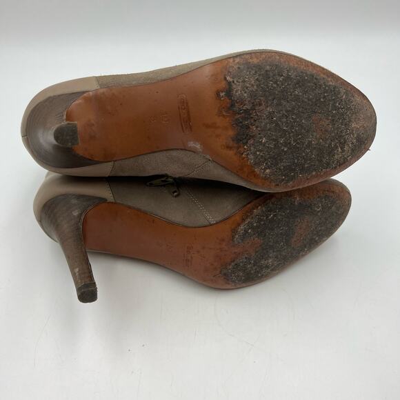 Coach Mason Booties Leather Suede Gray Taupe - Picture 9 of 10